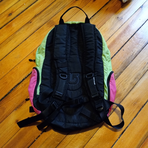 Retro 80s style Burton color block backpack neon green pink blue - Picture 2 of 9